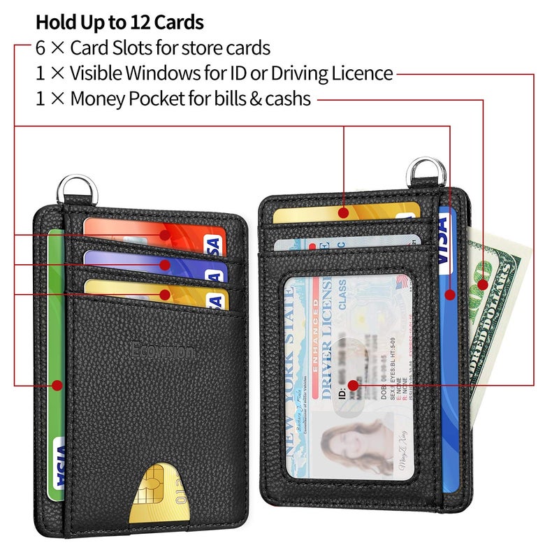 EcoVision Slim Minimalist Front Pocket Wallet, RFID Blocking Credit Card Holder Wallet with Detachable D-Shackle for Men Women - Image 4